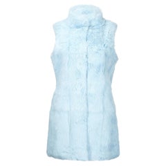 Gilet Nehru de Verheyen London en fourrure de lapin et topaze bleue glacée - Taille Uk M