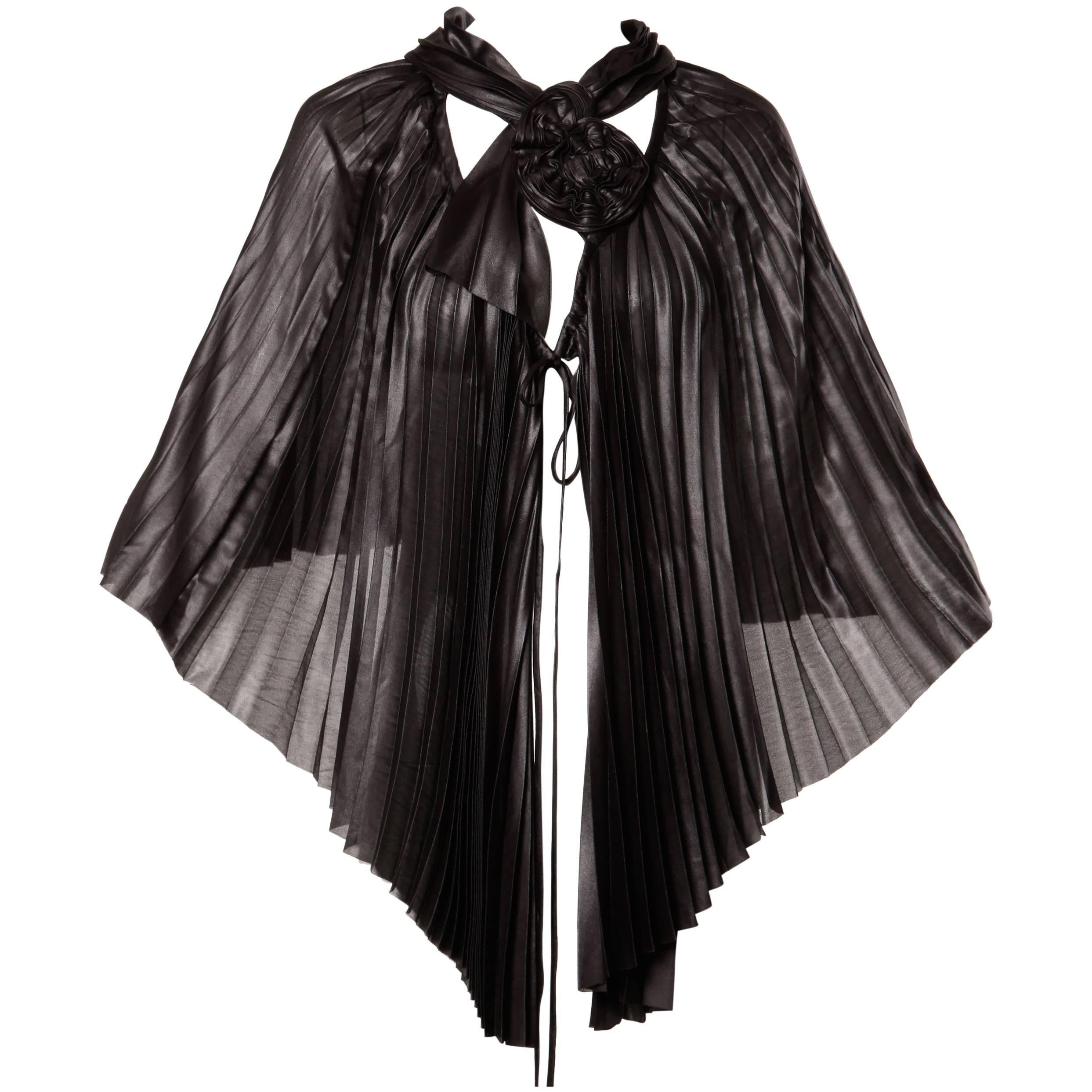 Issey Miyake Vintage Avant Garde Pleated Origami Black Cape Jacket or Tunic
