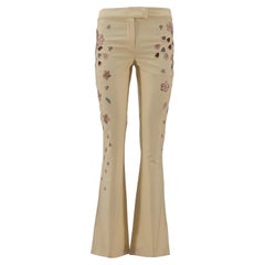 John Galliano 2000s Embroidered Cotton Flared Pants