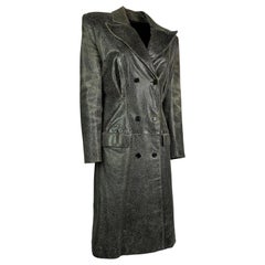 FW 1999 Alexander McQueen The Overlook Cracked Leather Coat