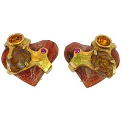 Christian Lacroix Paris clip on Earrings Baroque Heart 7