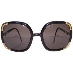 Vintage 1970's Ted Lapidus Incognito Black & Gold Sunglasses
