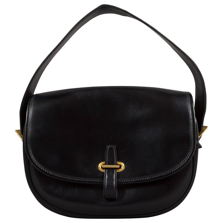 Hermes Black Box Leather Balle de Golf Flap Bag With Gold Hardware, c ...