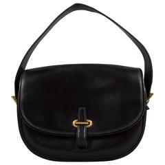 Hermes Black Box Leather Balle de Golf Flap Bag With Gold Hardware, c. 1972 8