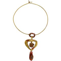 Christian Lacroix Paris Torque Necklace Modernist Heart Pendant 10