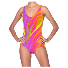 Maillot de bain psychédélique arc-en-ciel 1970S