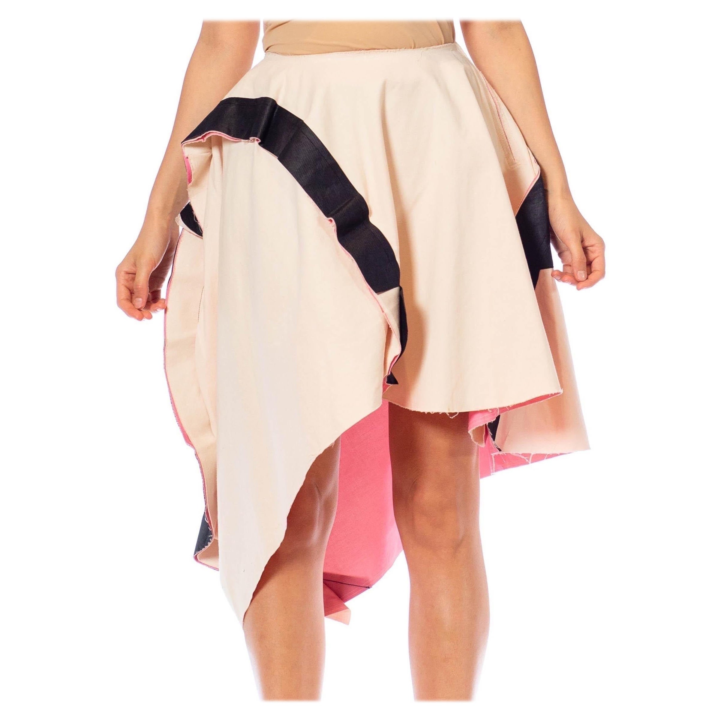 2000S COMME DES GARCONS Pink & Black Cotton Wool Blend Skirt For Sale