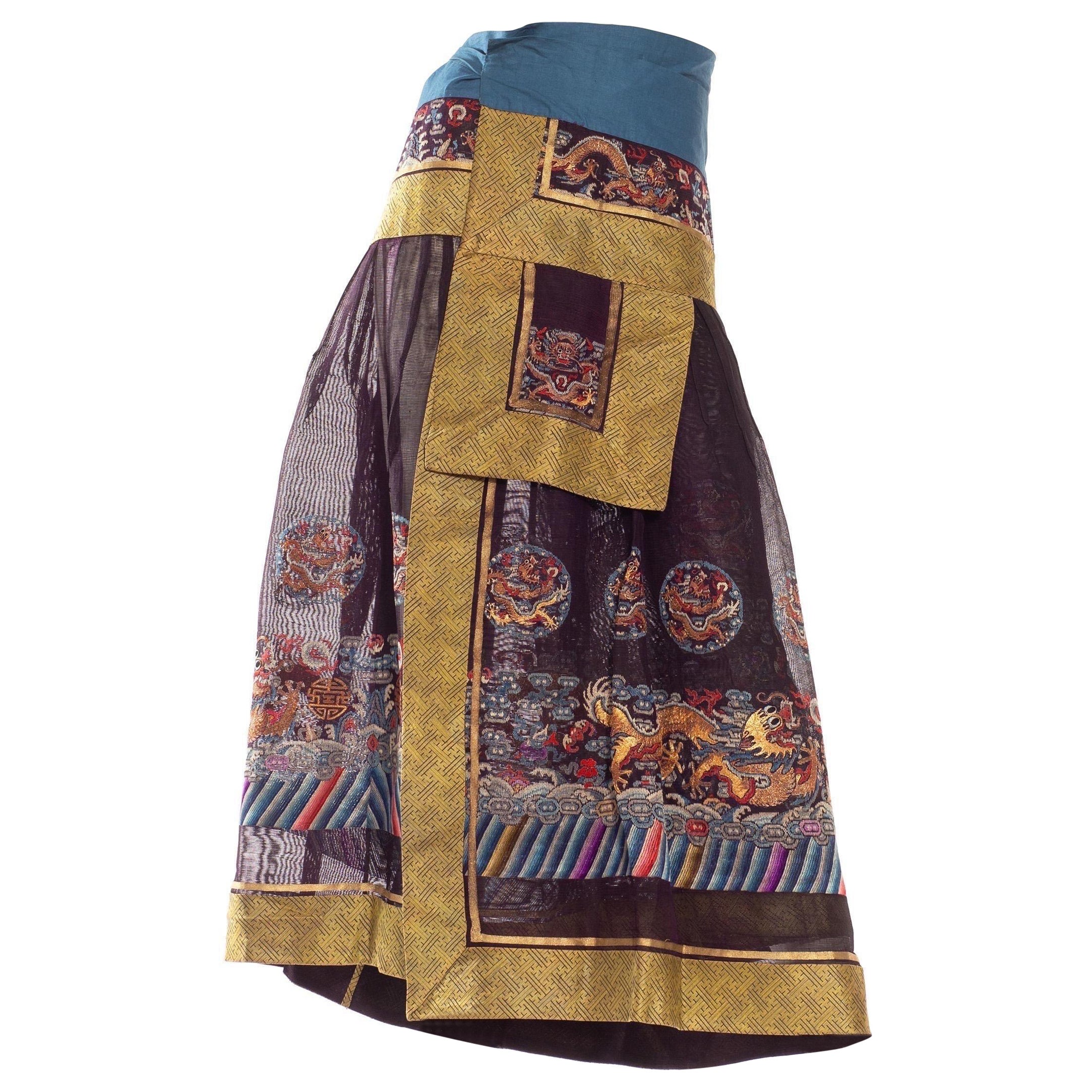 Powered Blue Multicolored Chinese Skirt For Sale