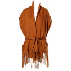 Kenzo Vintage Avant Garde Fringe Trim Knit Cocoon Jacket, 1980s