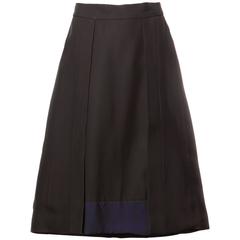 Prada Black + Navy Blue Color Block A-Line Skirt in a size 42 4