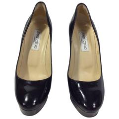 Jimmy Choo Black Patent Pump with Rounded Toe