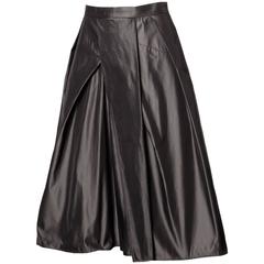 Max Mara Gunmetal Silk Asymmetric Pleated A-Line Skirt 2