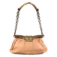 PRADA Nude Leather Lizard Handle Shoulder Bag