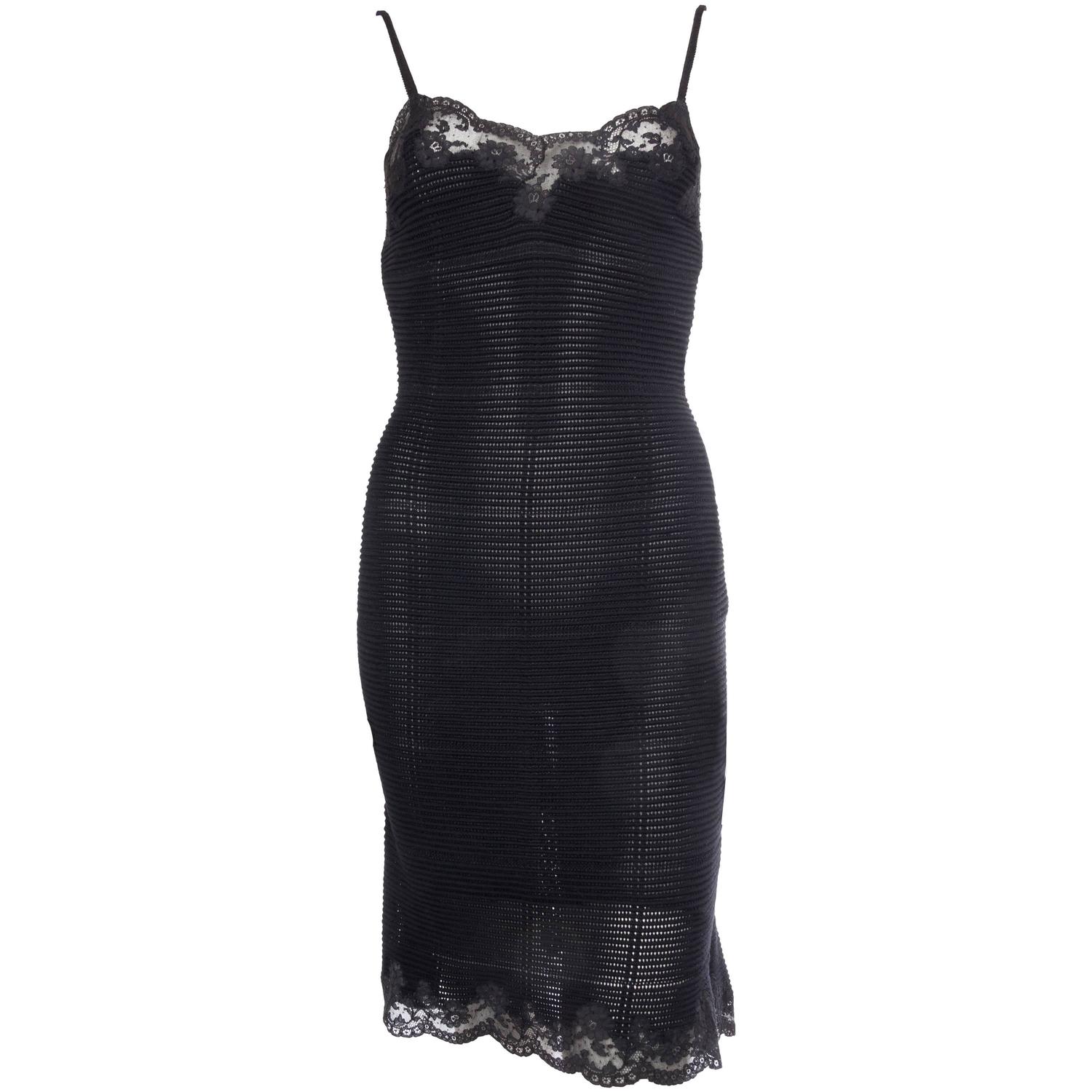 John Galliano Knit and Lace Slip Dress with Sweater For Sale at 1stdibs