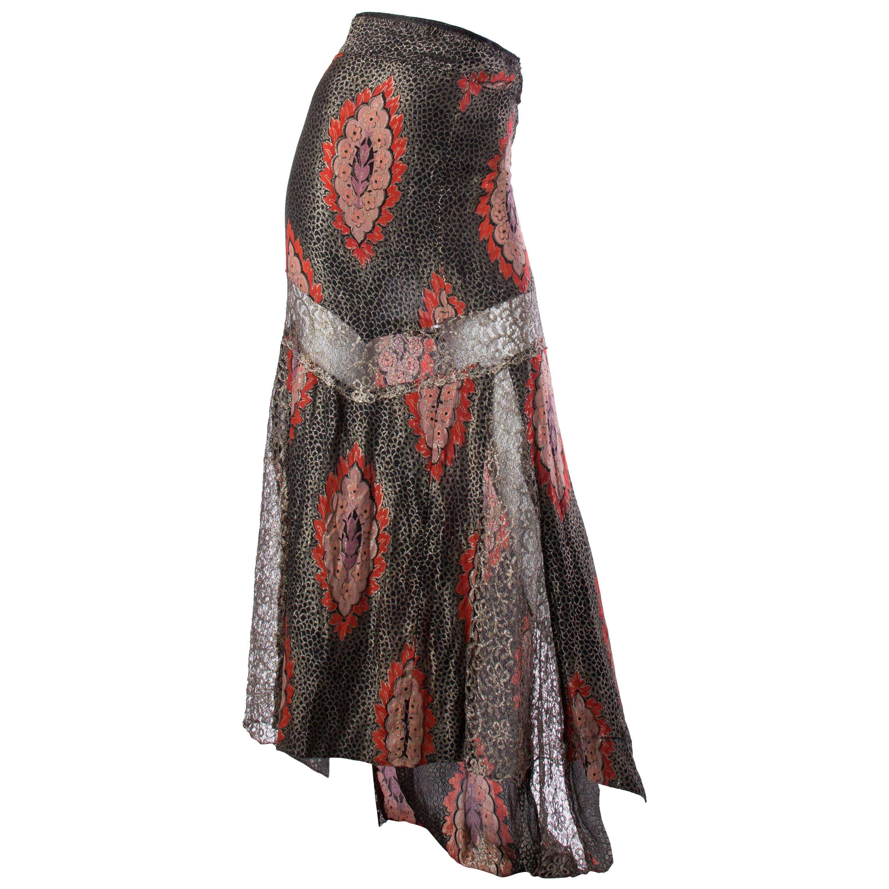 1930S Silk Blend Lamé Skirt For Sale