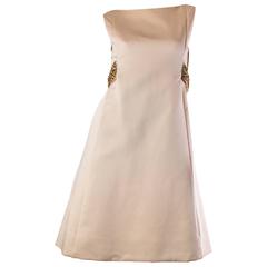 Beautifully cut 1960s Dress with Gold and Crystal Detailing