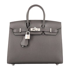 Hermes Birkin Sellier Tasche Graphit Madame mit Palladiumbeschlägen 25