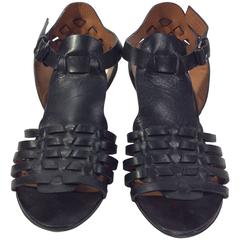 Givenchy Black Leather Woven Sandals