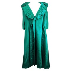 Emerald Silk Satin Opera Coat