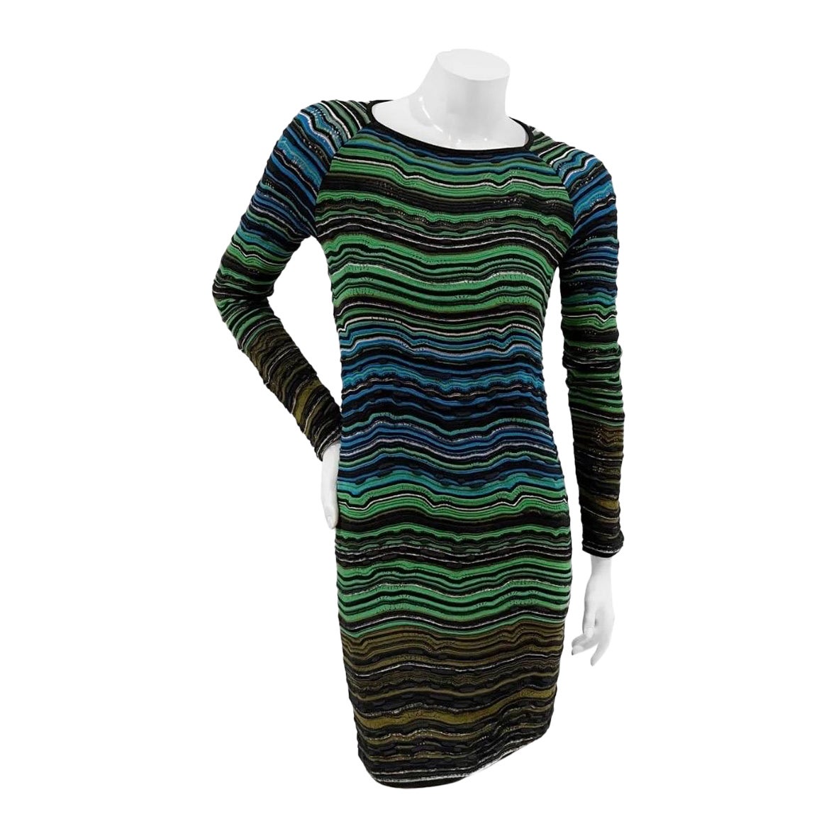 Missoni Long Sleeve Wave Knit Dress For Sale