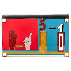 Valentino Rockstud Wristlet Clutch Metal with Printed Enamel and Leather