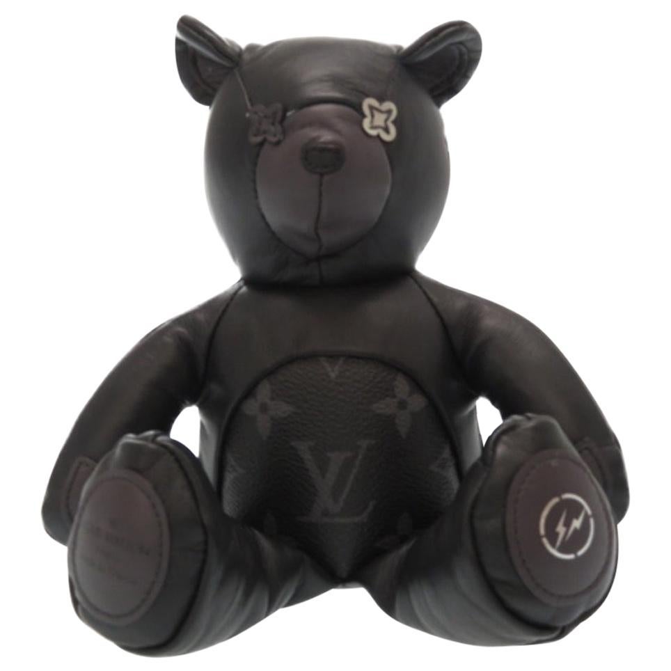 Louis Vuitton NEW Limited Edition Black Leather Toy Novelty Teddy Bear in Box For Sale