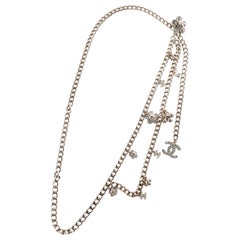 Chanel Gold Chain and Crystal Flower Belt Necklace 