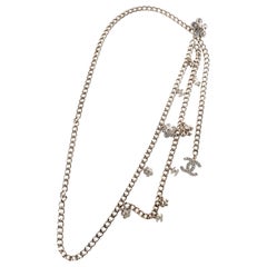 Chanel Gold Chain and Crystal Flower Belt Necklace