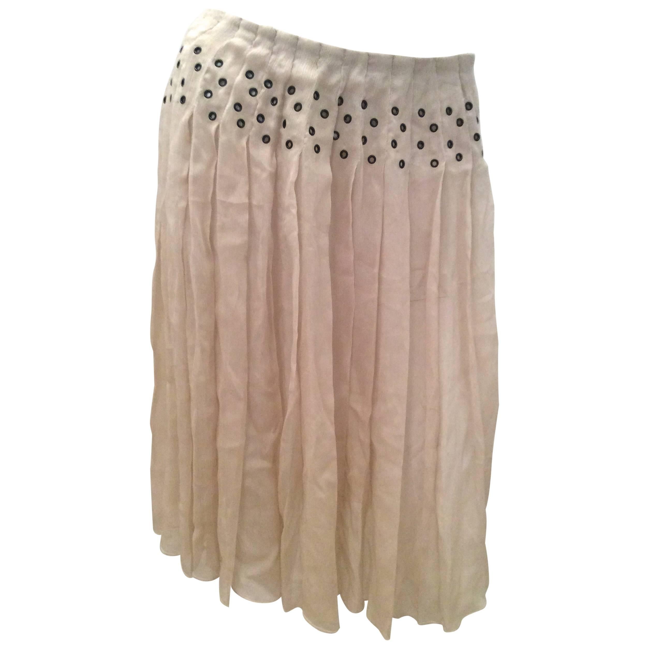 Prada Beige Silk Sheer Skirt - Size 40