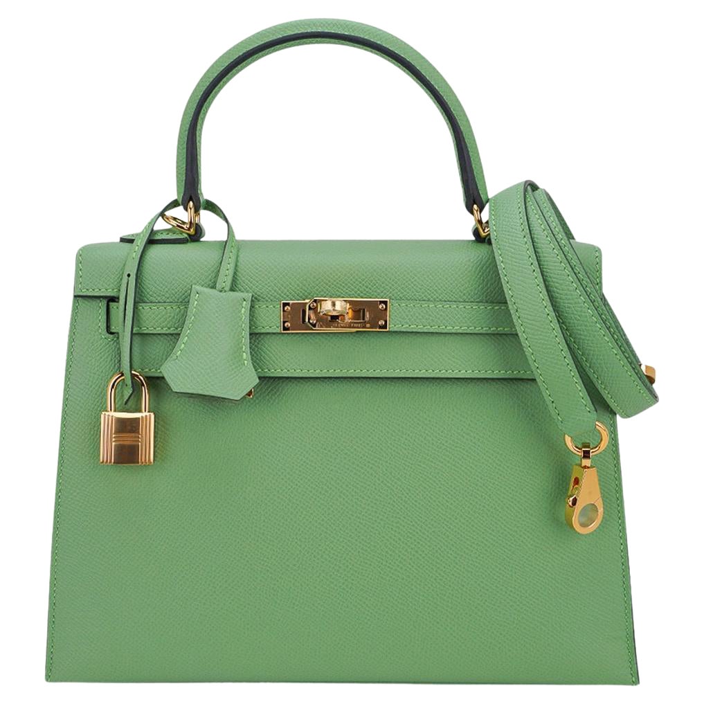 Hermes Kelly Sellier 25 Vert Criquet Bag Epsom Leather Gold Hardware