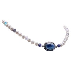 A.Jeschel  Delicate Sapphire and Pearl choker necklace.