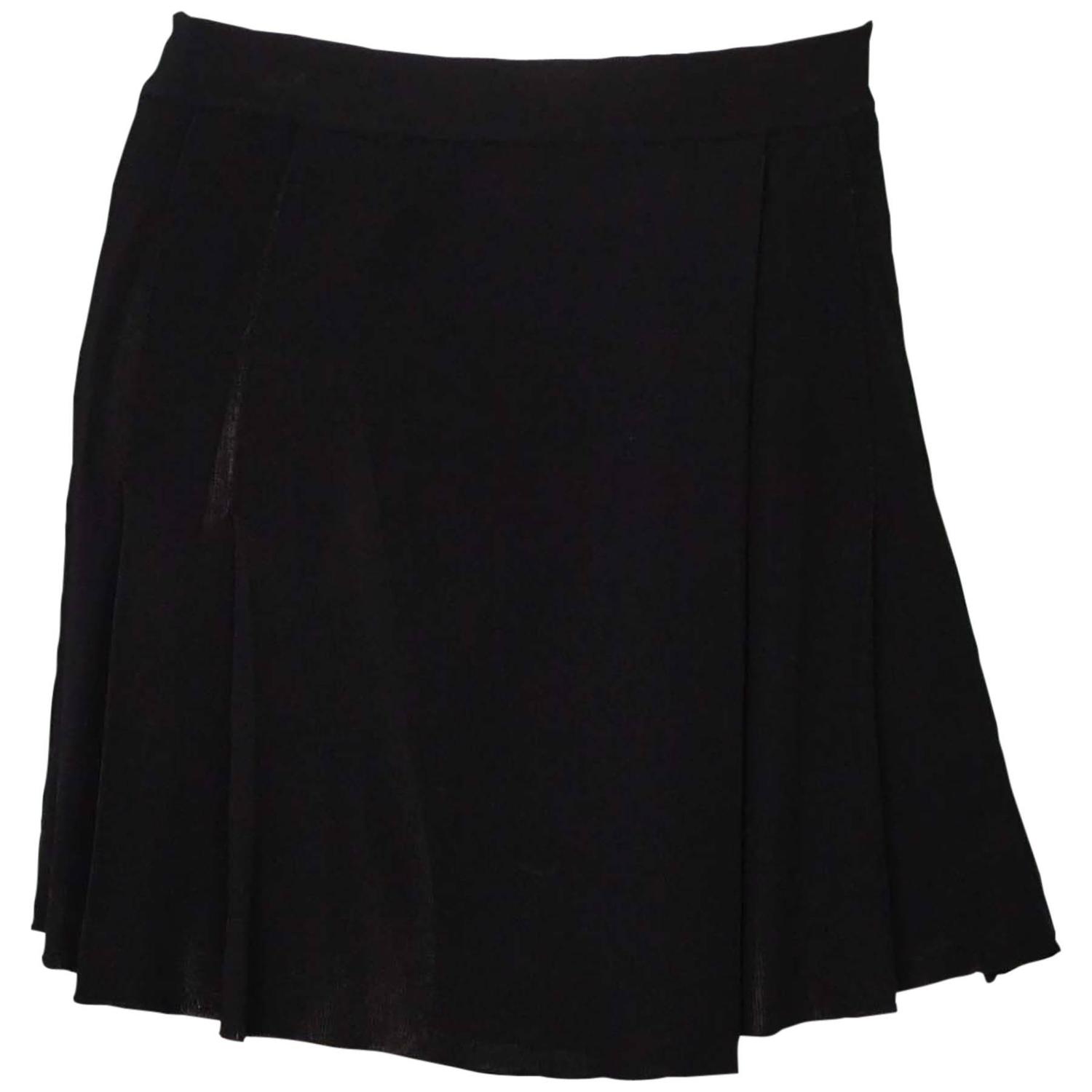 Alexander McQueen Black Pleated Mini Skirt Sz M For Sale at 1stdibs