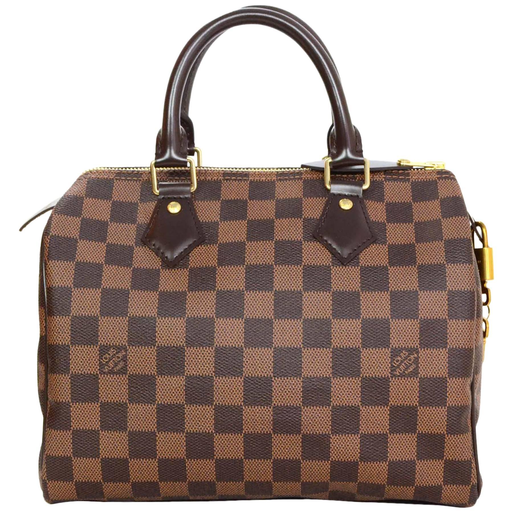 Louis Vuitton Like New Brown Damier Ebene Speedy 25 Bag