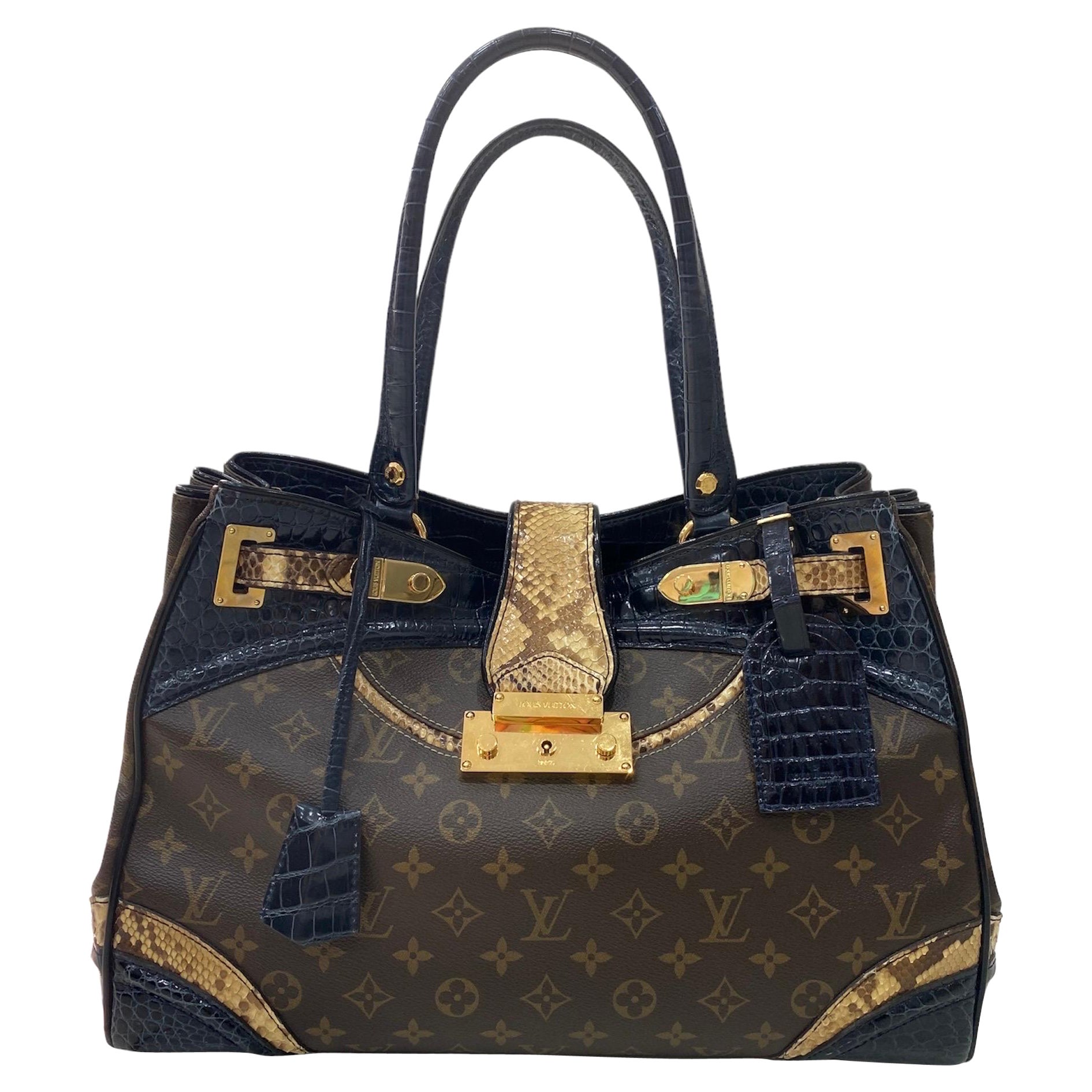 2011 Louis Vuitton Monogramissime Alligar & Piton Top Handle Bag For Sale