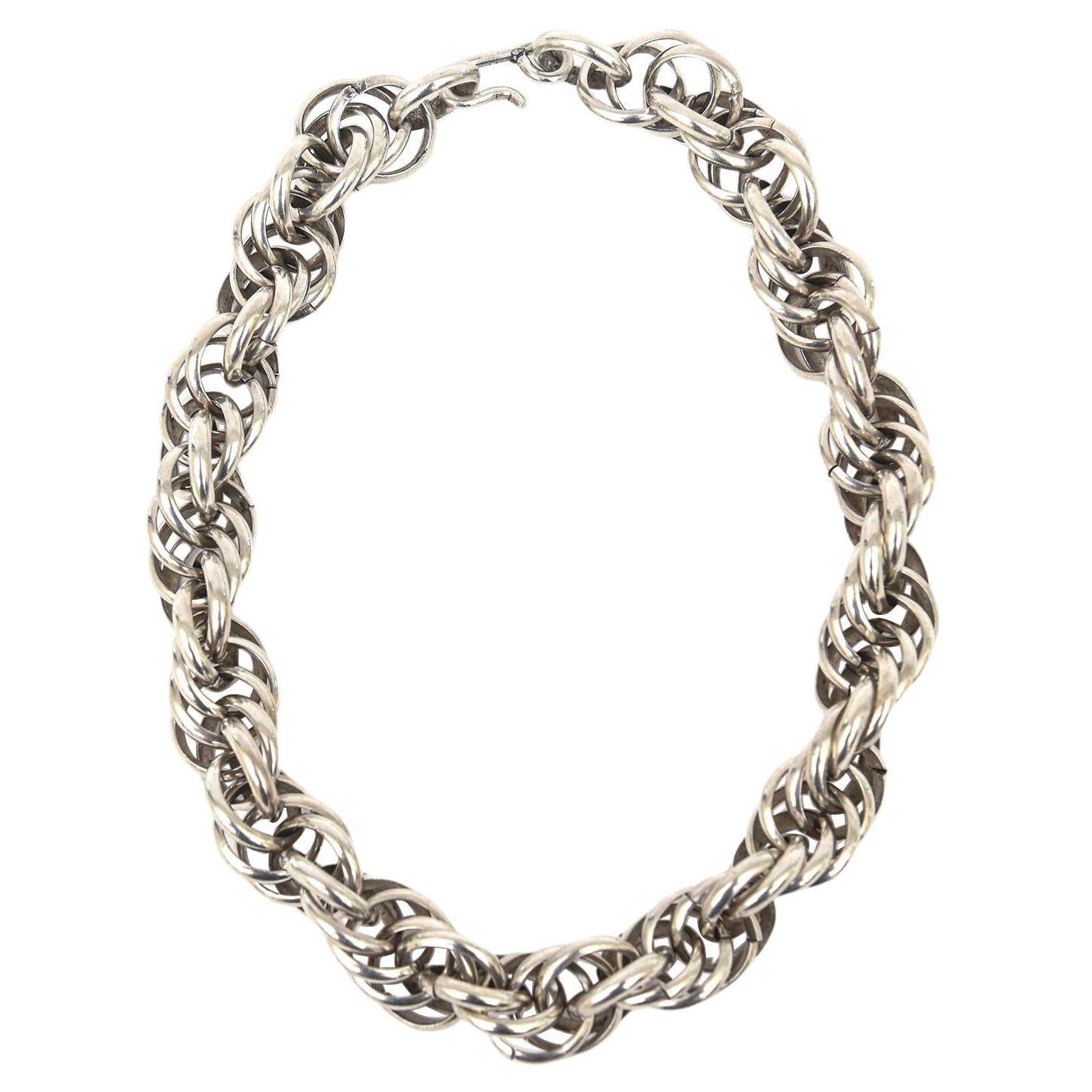 Sterling Silber Vintage Italienisch Hallmark Twisted Link skulpturale Halskette Halsband