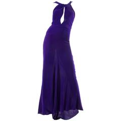 1930s Backless Bias Cut Silk Velvet Gown