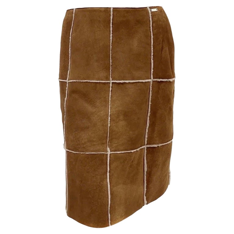 Vintage Chanel Wool Shearling Skirt FW2000 For Sale at 1stDibs