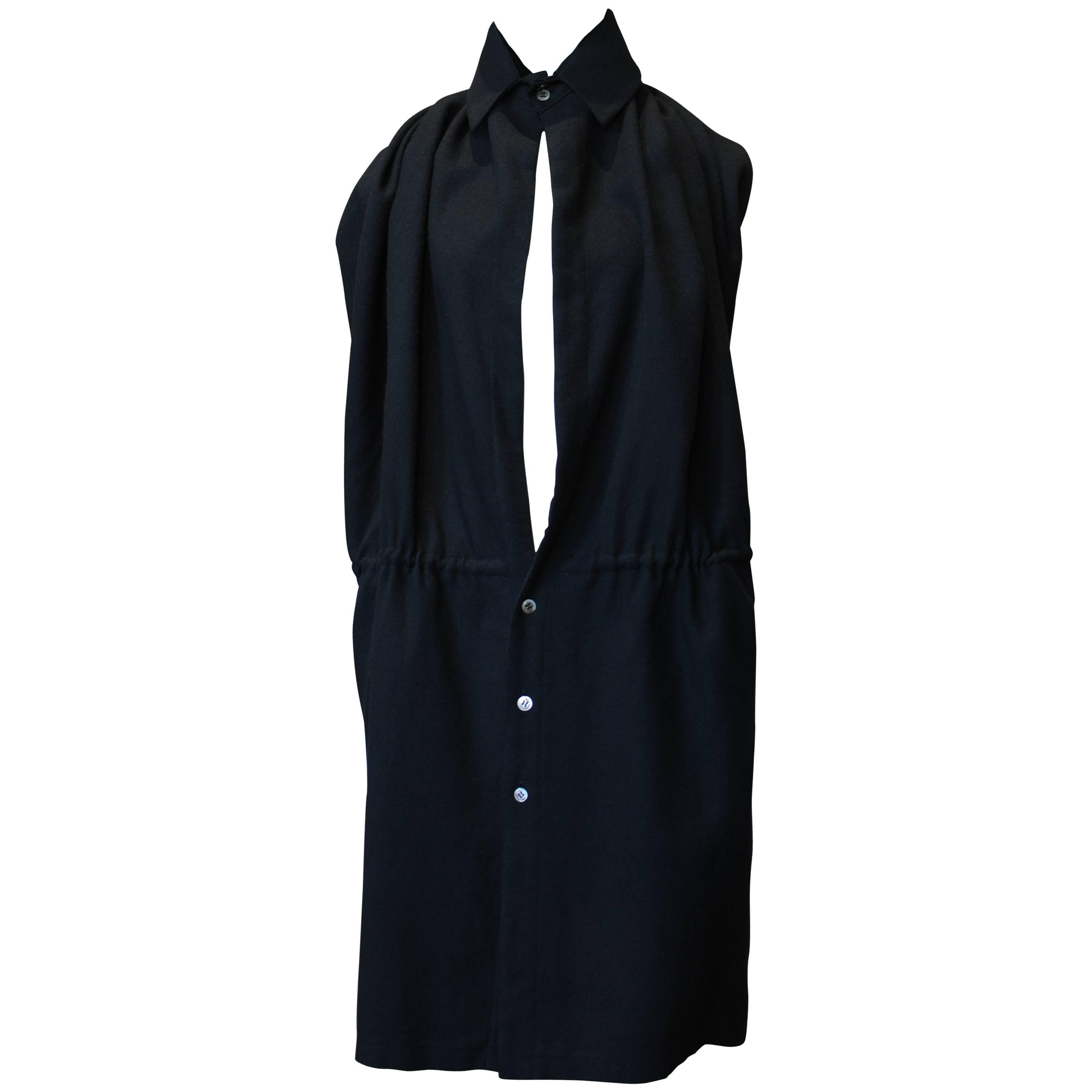 1999 Yohji Yamamoto Black Two Way Rayon Coat For Sale