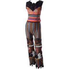 Christian Lacroix Lace Striped Pant Set