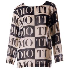 Moschino “I Love You, I Hate You” Print Sheer Top