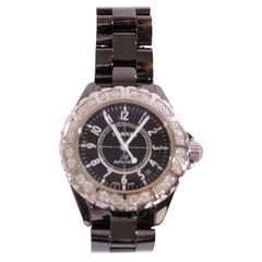 2004 Chanel Watch J12 Black Ceramic/White Diamonds - H1174 38mm