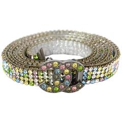 Chanel Multicolored Tutti Fruitti Crystal CC 32" Thin Belt w/ Box & Dustbag 12