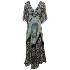 Etro Multi-Color Printed Silk Chiffon Peasant Style Gown - 44 3