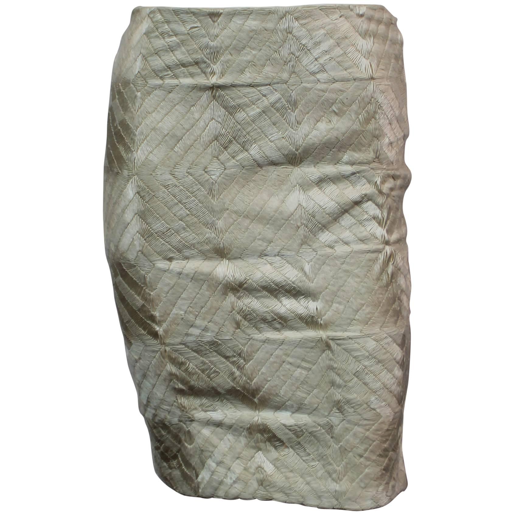 Gucci Cream Silk Tapered Skirt with Diamond Design - 42