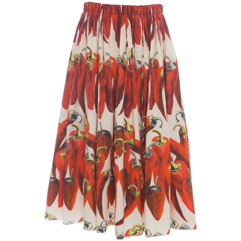 Dolce and Gabbana Cotton Chili Peppers Skirt, Spring 2012 at 1stDibs