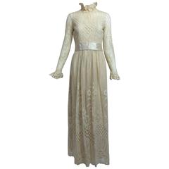 Vintage Miss Dior cream lace maxi dress 1970s 8