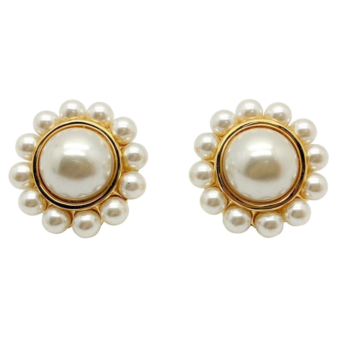vintage Napier pearl statement earrings 1980s For Sale