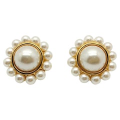 Retro Napier pearl statement earrings 1980s