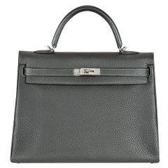 Hermès Kelly II Retourne 35cm Graphit Veau Taurillon Clemence PHW