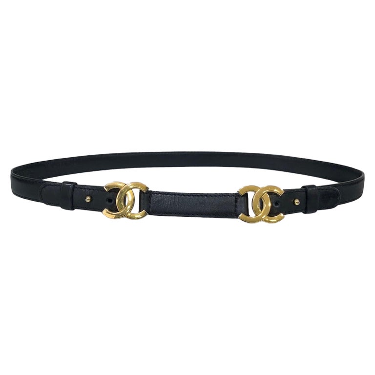 90' Chanel Belt Black Leather
